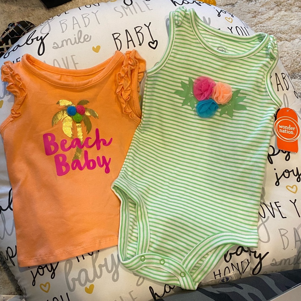NWT Wonder Nation Beach Baby Top Set